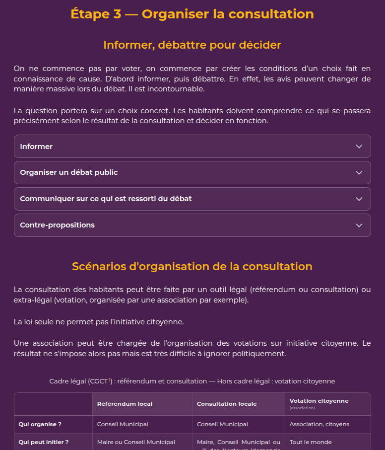 Aperçu du guide : organiser la consultation